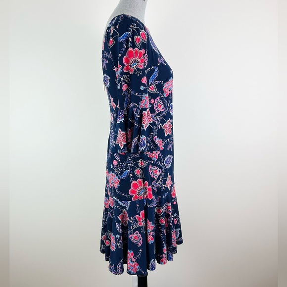 Eliza‎ J Navy Dress with Pink Floral Design - Picture 6 of 12